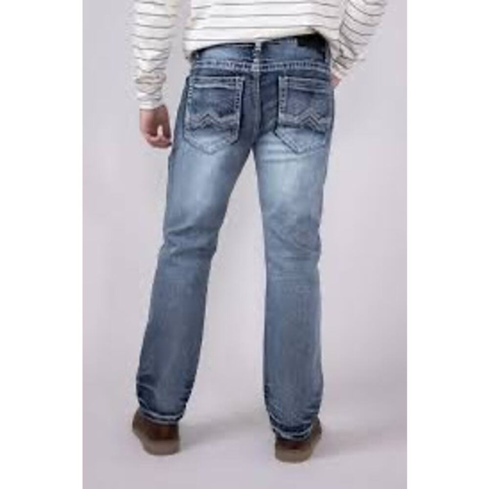 True luck mens straight leg preppy jeans size 36x32 embroidered pockets western